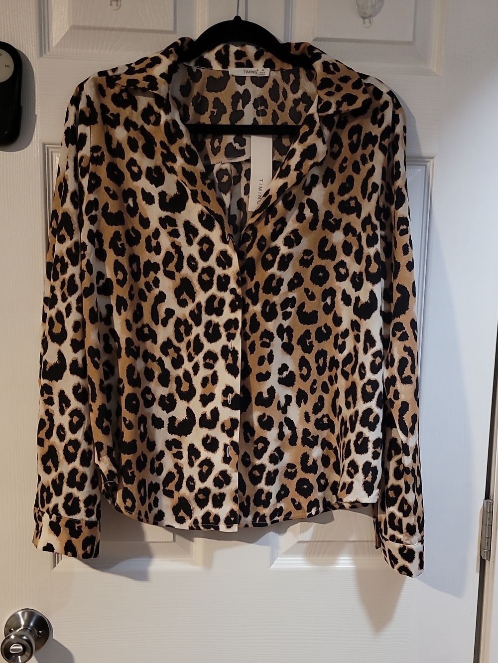 Timing Leopard Button-Down Shirt in Tan and Black